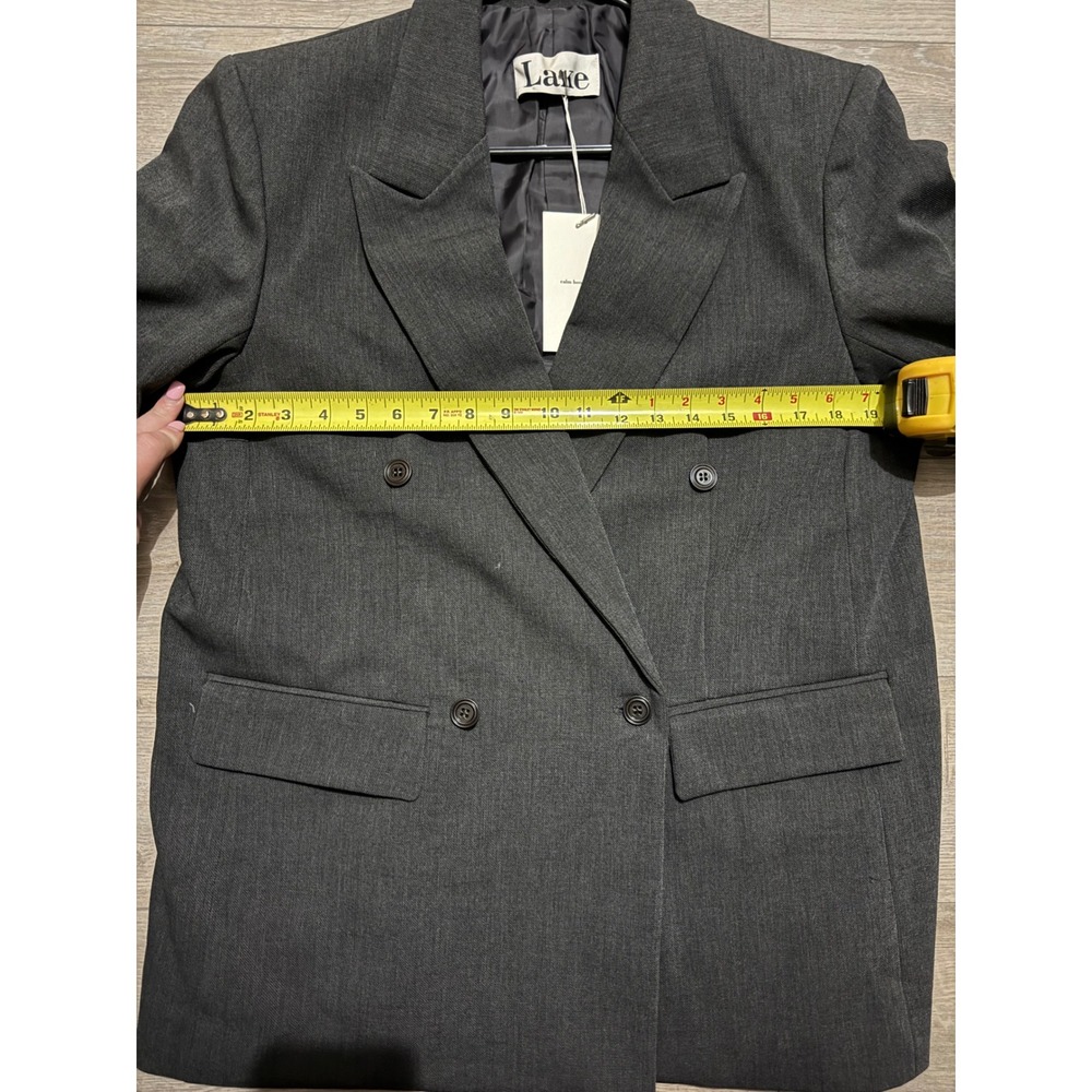 Lake Charcoal Gray Double Breasted Blazer and Midi Skirt Suit Set Made in Korea - Picture 10 of 10